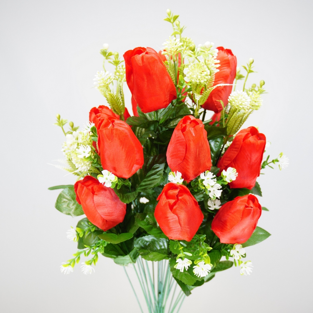 Mazzo rotondo di tulipani in colore rosso