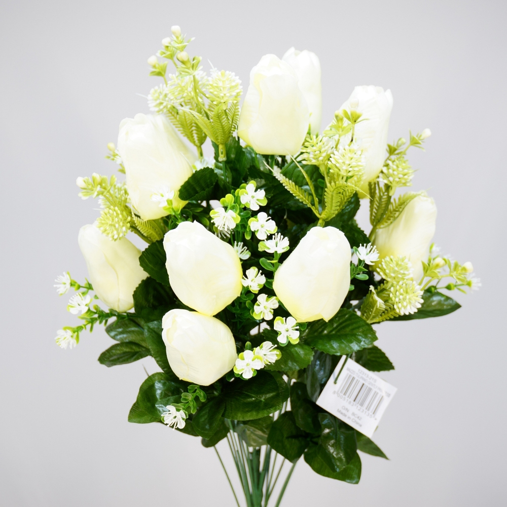 Mazzo rotondo di tulipani in colore bianco