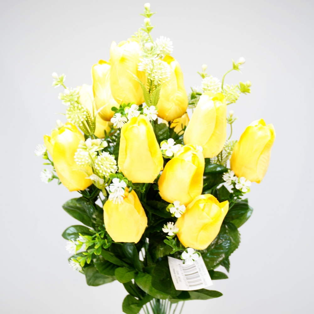 Mazzo rotondo di tulipani in colore giallo