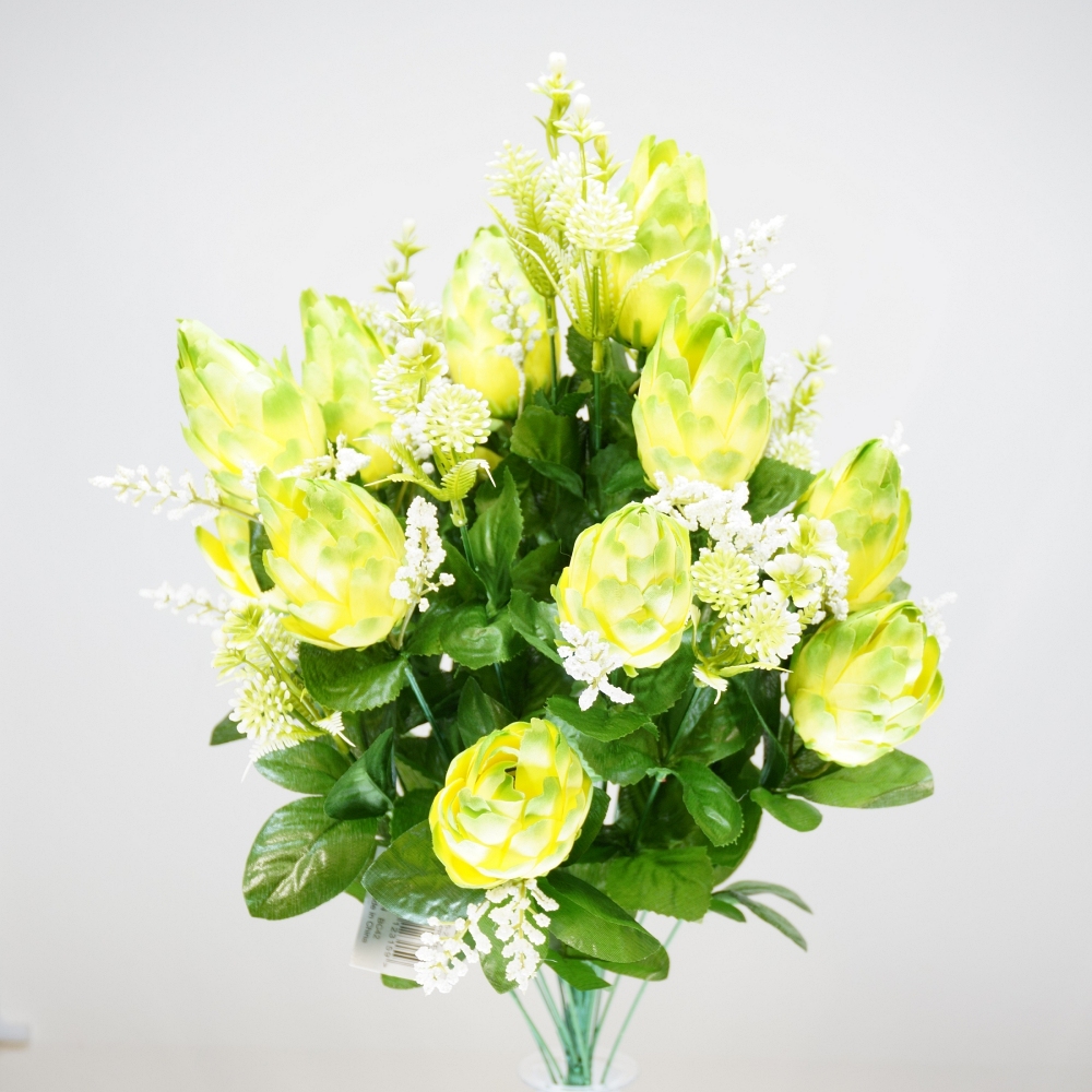 Mazzo rotondo di protee in colore verde