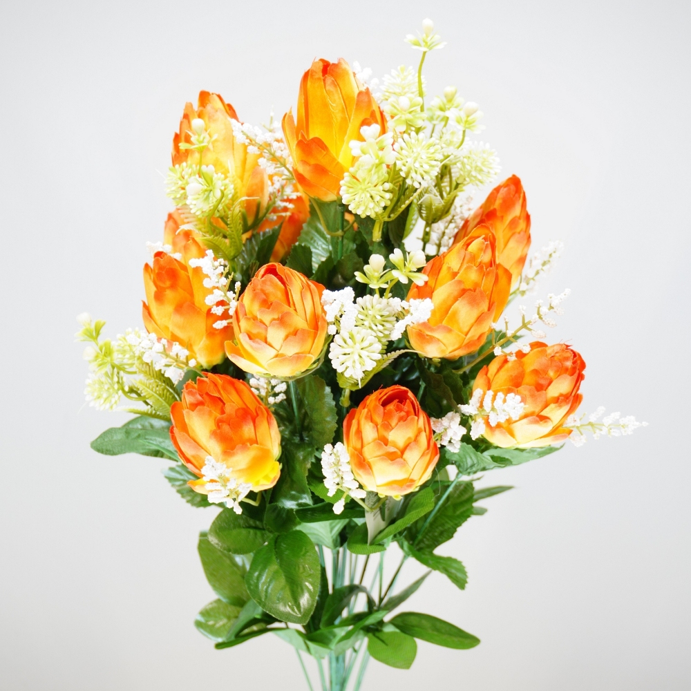 Mazzo rotondo di protee in colore arancio
