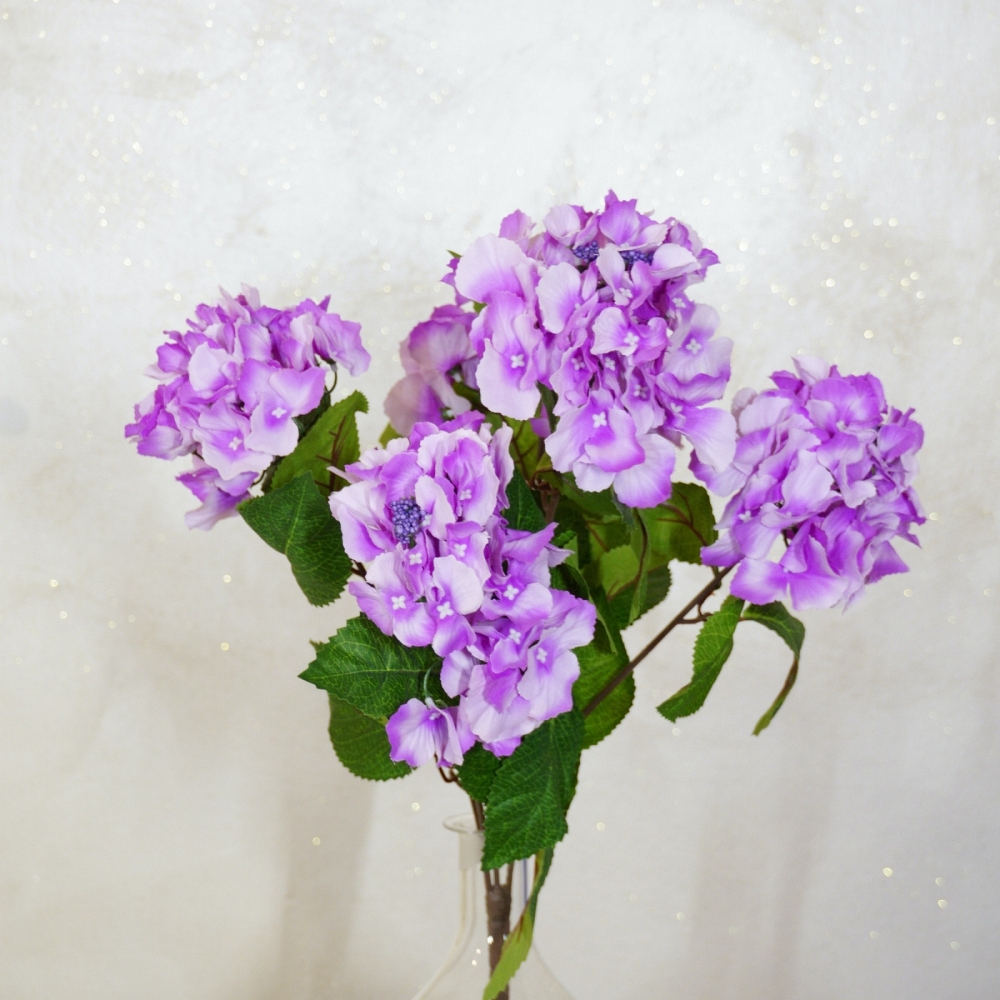 Mazzo rotondo di ortensie in colre lavanda