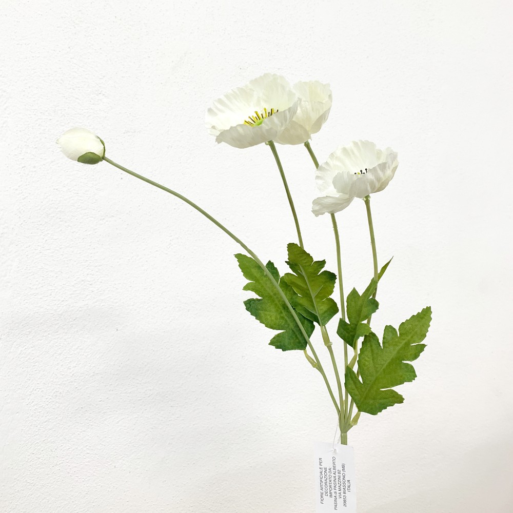 Fiore artificiale Ramo Poppy x 4 Bianco