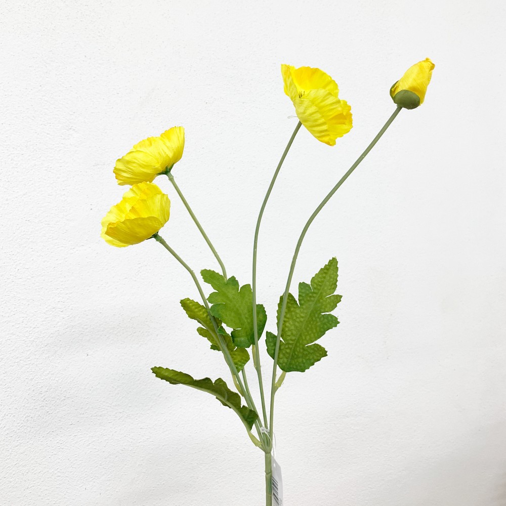 Fiore artificiale Ramo Poppy x 4 Giallo