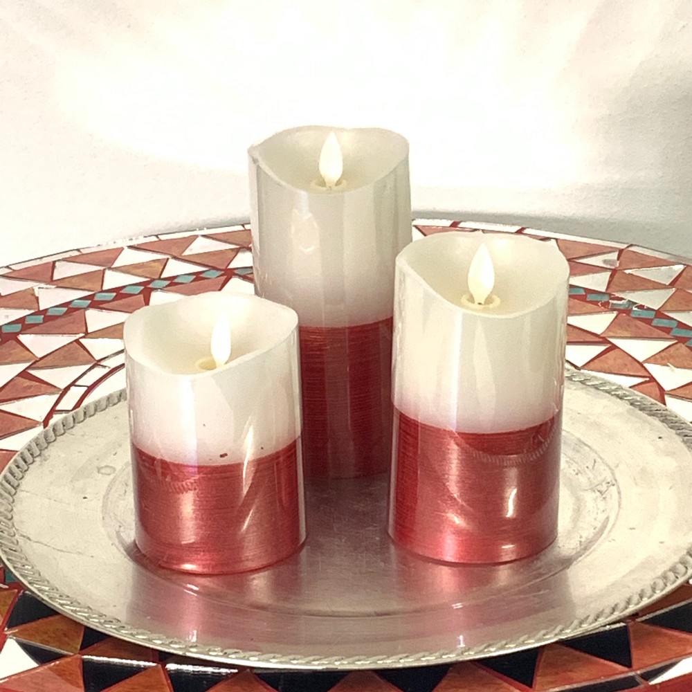 Candele a Led con fiamma fredda a movimento contnuo, color rosso